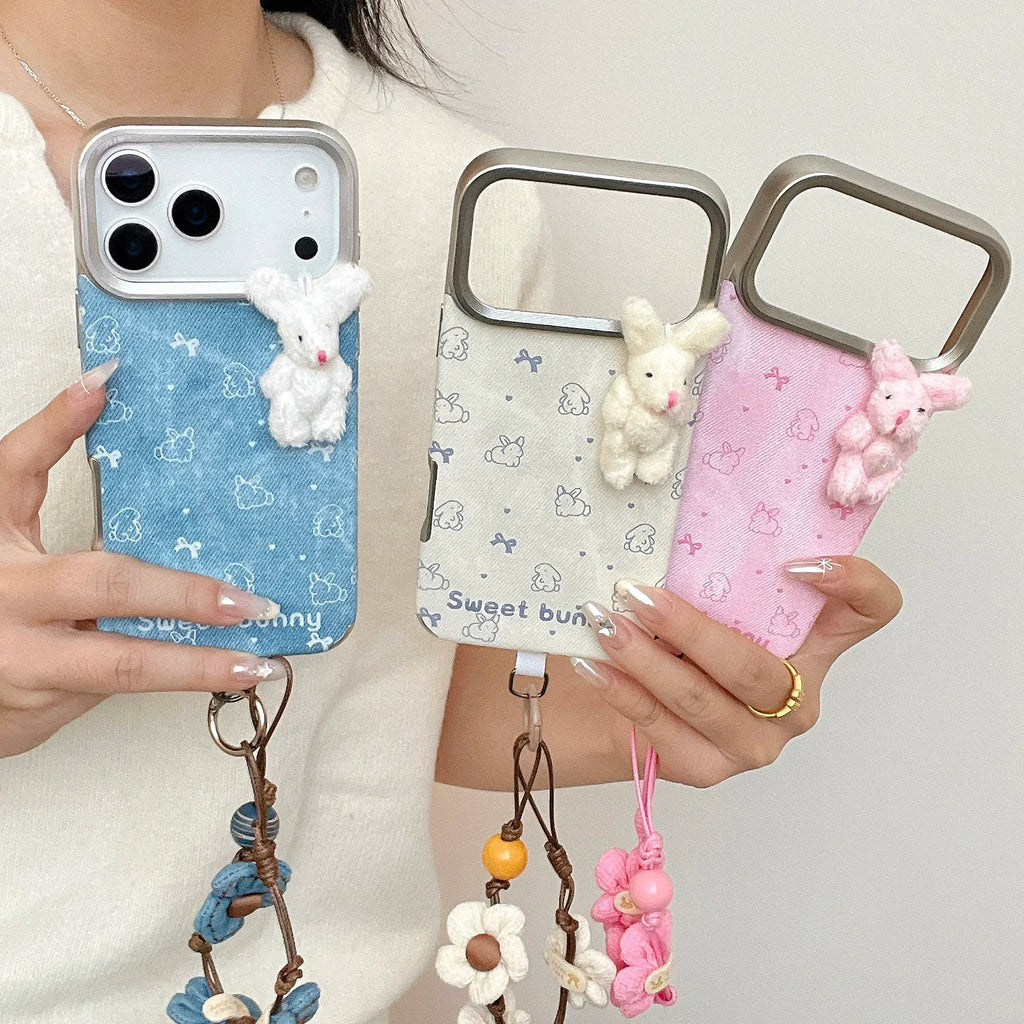 3D Apple 17, 17 Promax phone case anti drop strap hanging rope